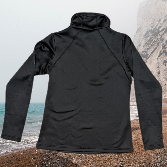 Merrell Sweater Black Women's Small High Neck with Floral Embossed Sleeve - Picture 2 of 11